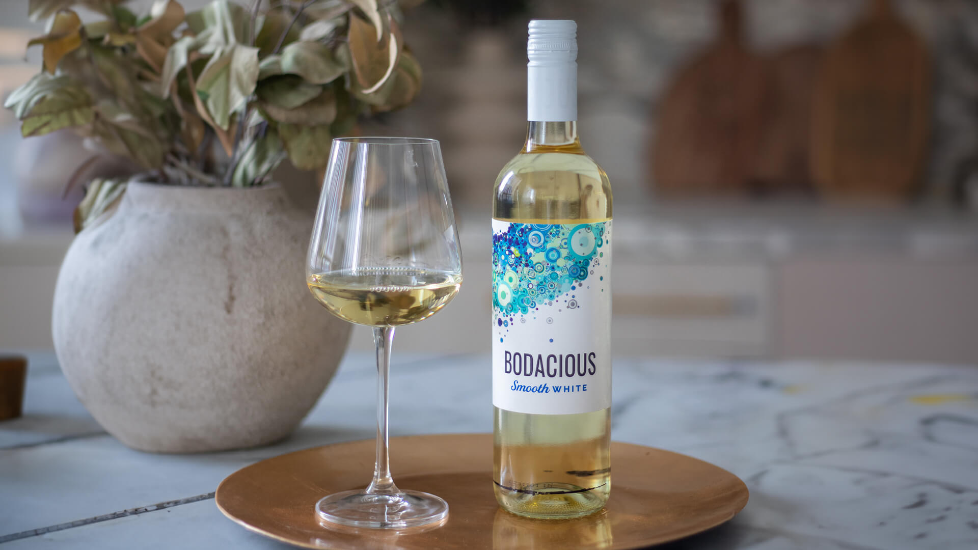 A bottle of Bodacious Smooth White.