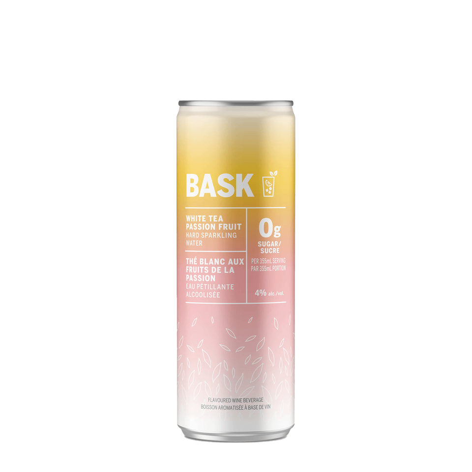 BASK Hard Sparkling Water White Tea Passion Fruit