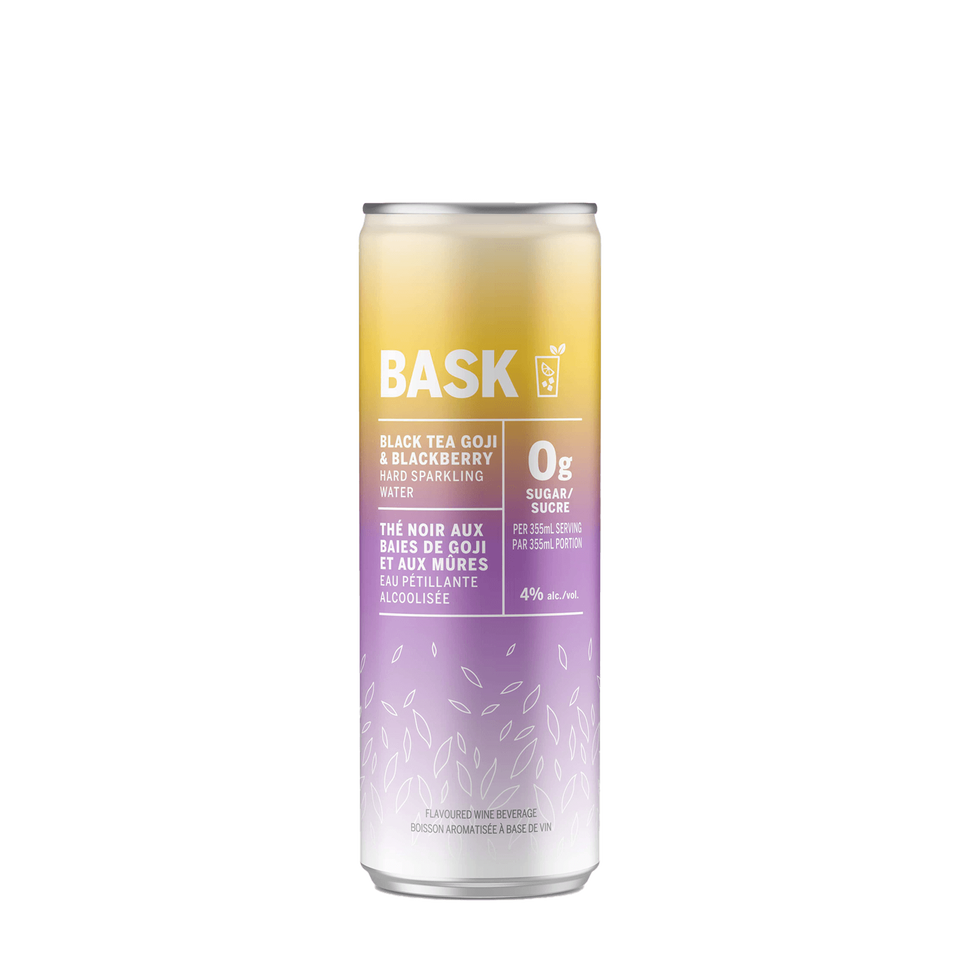 BASK Hard Sparkling Water Black Tea Goji & Blackberry