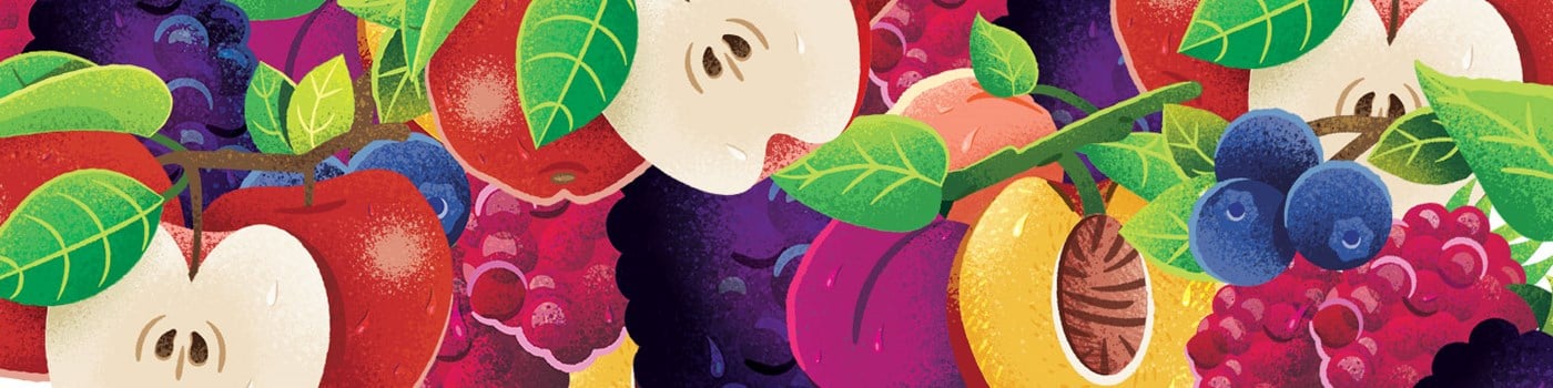 Colourful fruit banner with apples