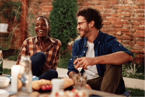 couple enjoying wine on the patio