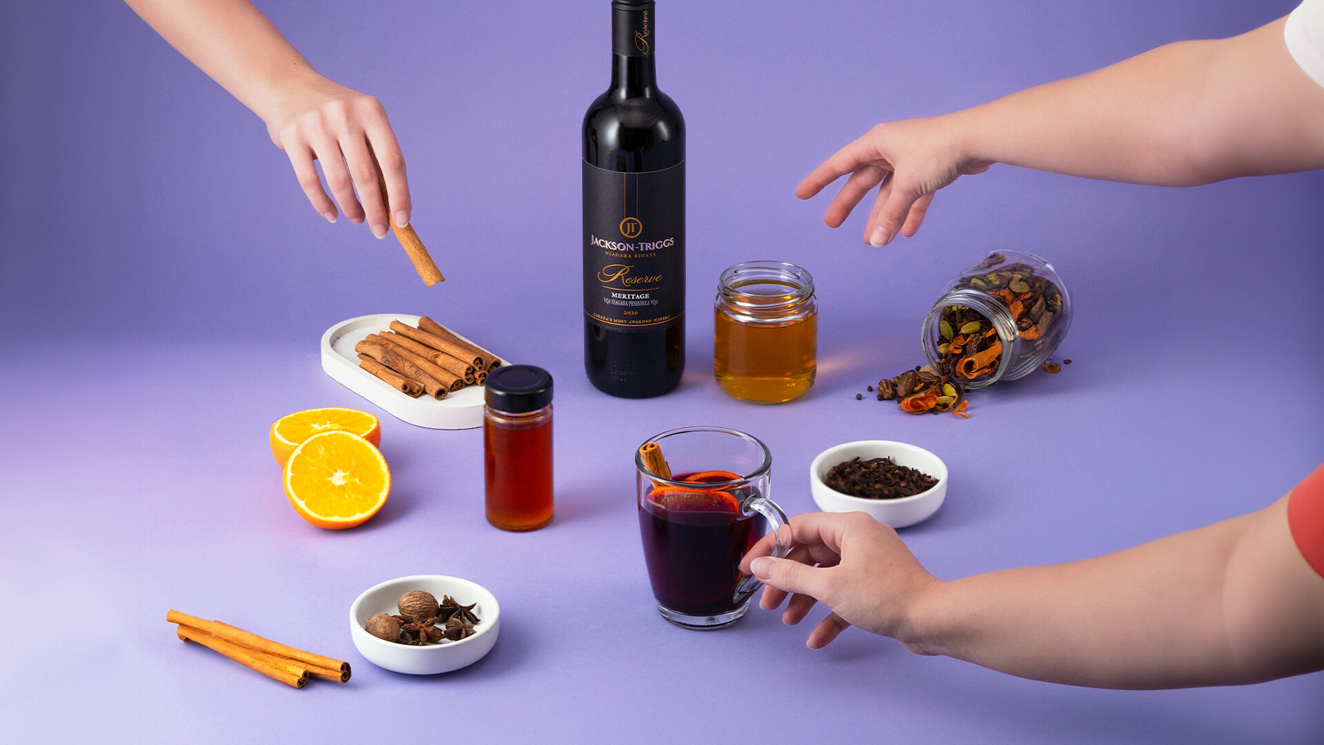 Jackson-Triggs Reserve Red Wine with spices to make a mulled wine recipe. 