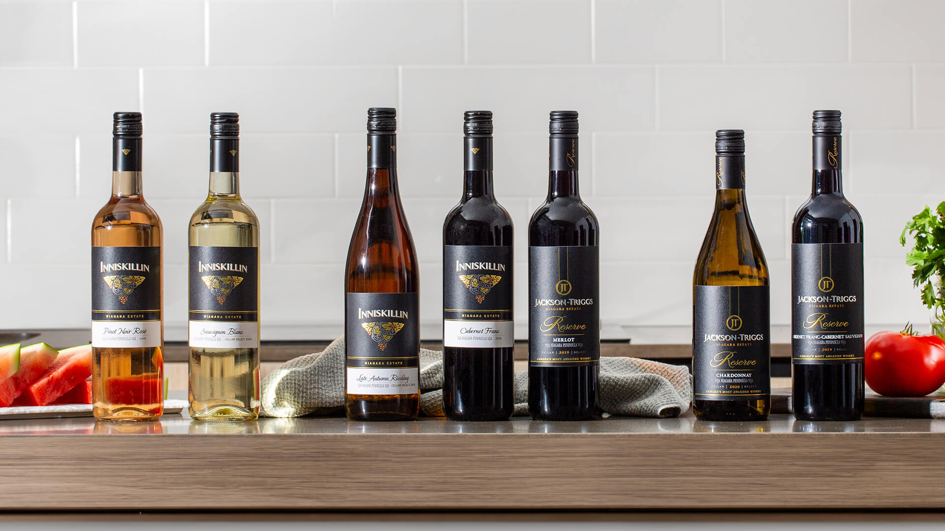 An assortment of Inniskillin and Jackson-Triggs Wines.