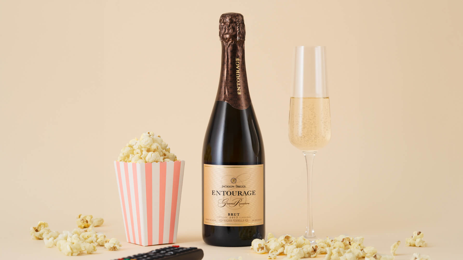 Jackson-Triggs Entourage Grand Reserve Brit with a side of popcorn.