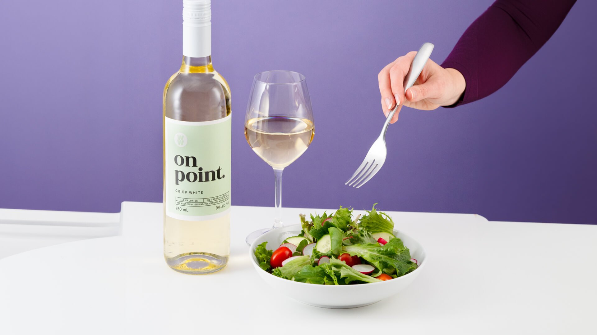 On Point rose wine paired with a garden salad.  